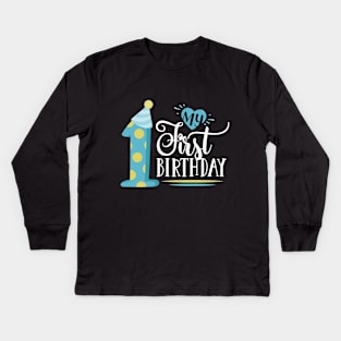 My First Birthday Celebration, Gender Reveal Kids Long Sleeve T-Shirt